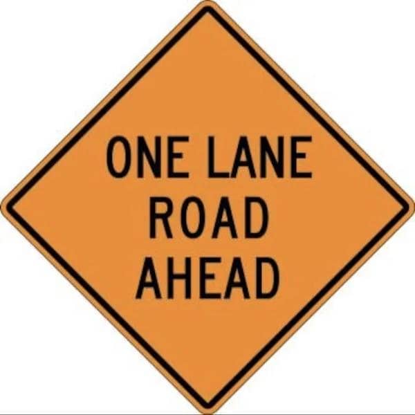 Accuform RIGID CONSTRUCT ION SIGN ONE LANE ROAD FRK432HP - main